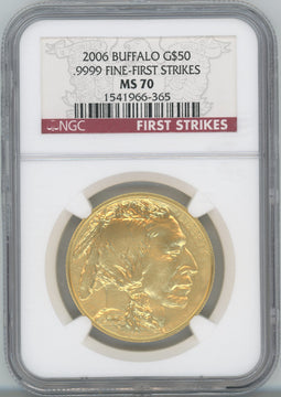2006 $50 One-Ounce Gold Buffalo First Strikes NGC MS70