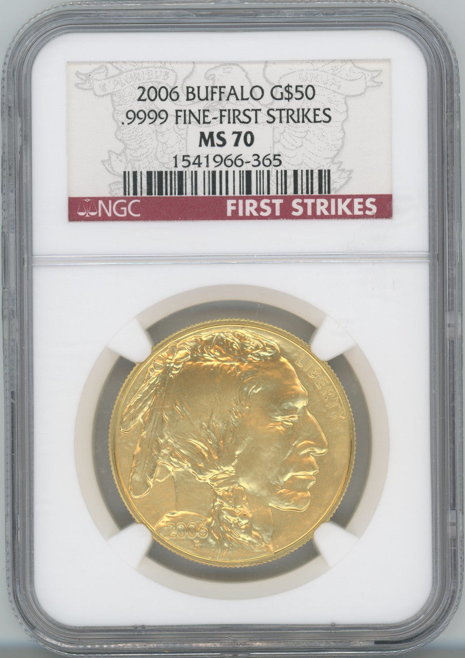 2006 $50 One-Ounce Gold Buffalo First Strikes NGC MS70