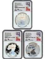 2006 Silver Eagle 20th Anniversary 3pc Silver Dollar Set NGC 70 Mercanti Signed
