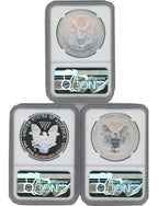2006 Silver Eagle 20th Anniversary 3pc Silver Dollar Set NGC 70 Mercanti Signed