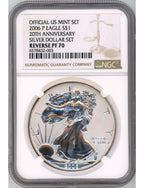 2006 P Silver Eagle 20th Anniversary Silver Dollar Set Reverse Proof NGC PF70