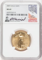 2007 $25 American Gold Eagle NGC MS69 Ron Harrigal Signed