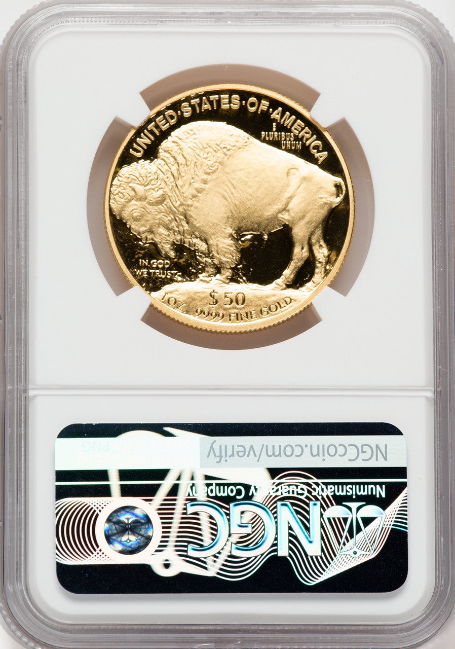 2007-W $50 Gold Buffalo .9999 NGC PF70 UCAM Ron Harrigal Signed