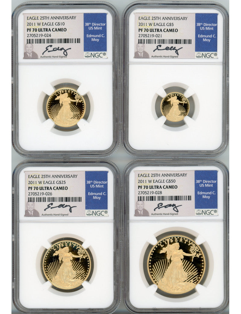 2011-W Gold Eagle Proof 4-Coin Year Set NGC PF70 Ed Moy Signed