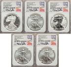 2011 Silver Eagle 25th Anniversary 5-pc Set NGC 70 Castle Signed