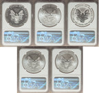 2011 Silver Eagle 25th Anniversary 5-pc Set NGC 70 Castle Signed
