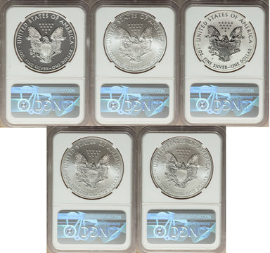 2011 Silver Eagle 25th Anniversary 5-pc Set NGC 70 Mercanti Signed