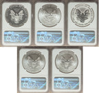 2011 Silver Eagle 25th Anniversary 5-pc Set NGC 70 Mercanti Signed