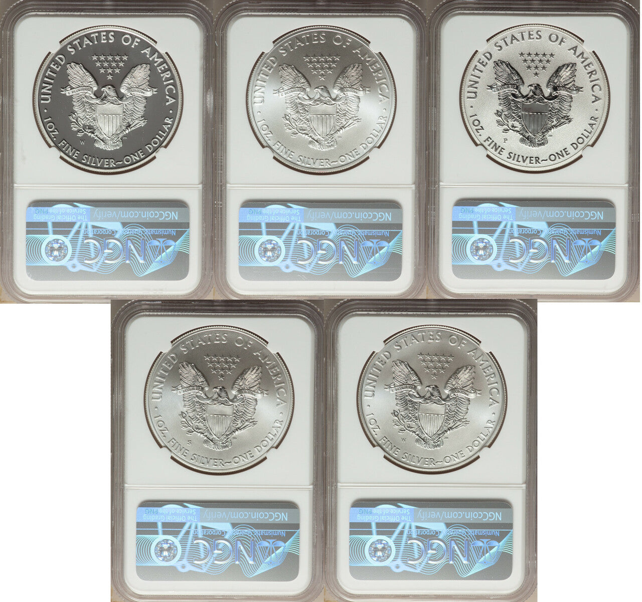 2011 Silver Eagle 25th Anniversary 5-pc Set NGC 70 Mercanti Signed