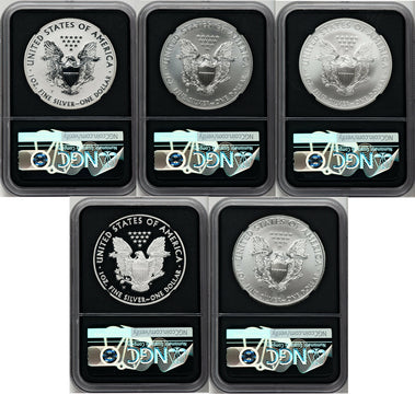 2011 25th Anniversary Silver Eagle Five Coin Set NGCX PF10