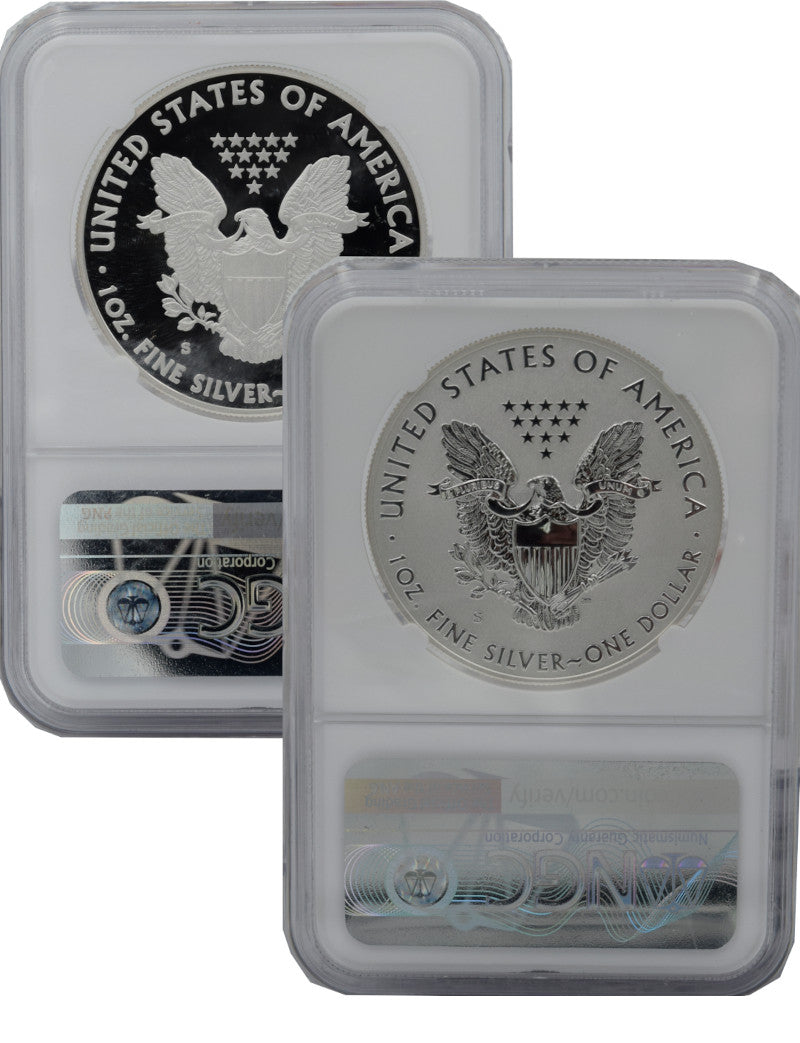 2012-S US Mint American Silver Eagle 2pc Set Reverse NGC PF70 and PF70
