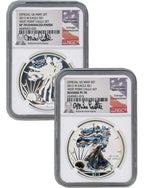 2013-W Silver Eagle 2pc Set Reverse PF70 and SP70 NGC Mike Castle