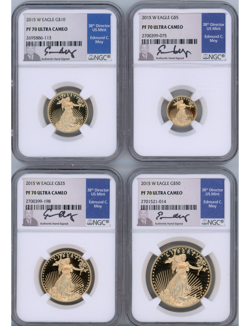 2015-W Gold Eagle Proof 4-Coin Year Set NGC PF70 Ed Moy Signed
