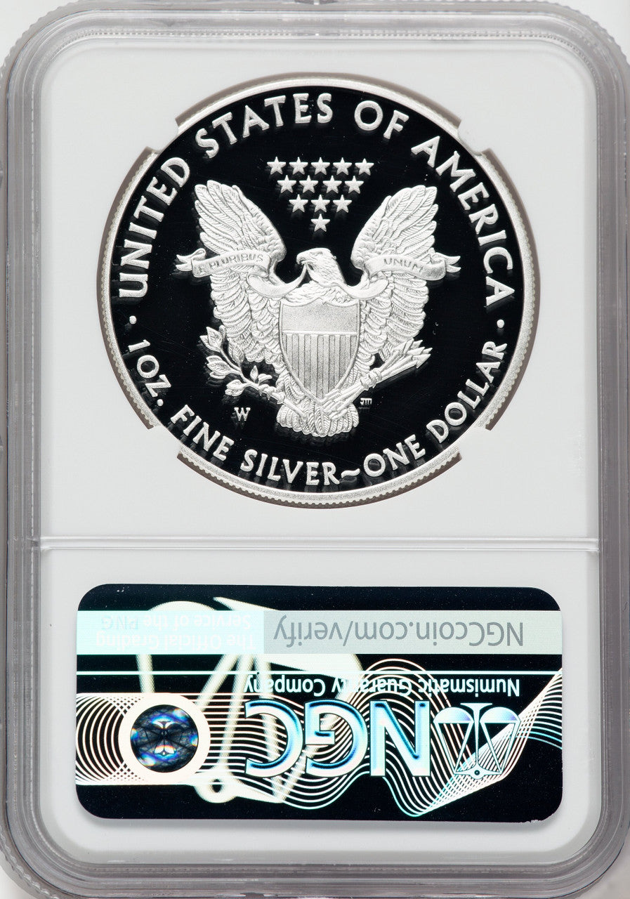 2015-W American Silver Eagle NGC PF70 Ultra Cameo Ron Harrigal Signed