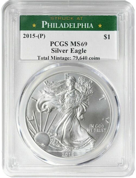2015-P Silver Eagle PCGS MS69 Low Mintage Philadelphia Mint Label