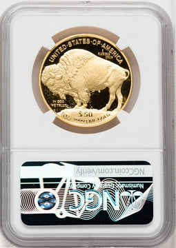 2015-W $50 Gold Buffalo .9999 NGC PF70 UCAM Ron Harrigal Signed