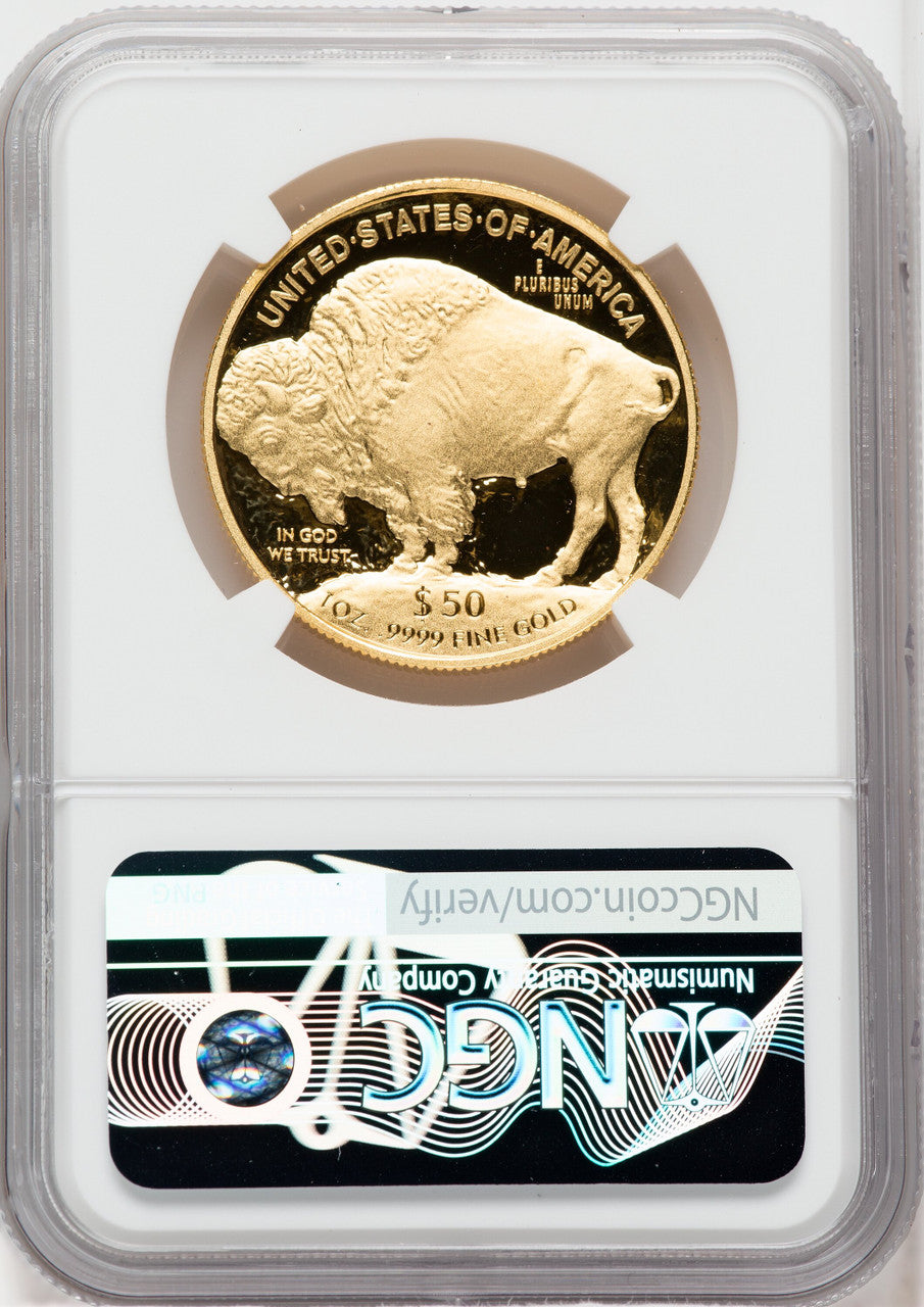 2015-W $50 Gold Buffalo .9999 NGC PF70 UCAM Ron Harrigal Signed