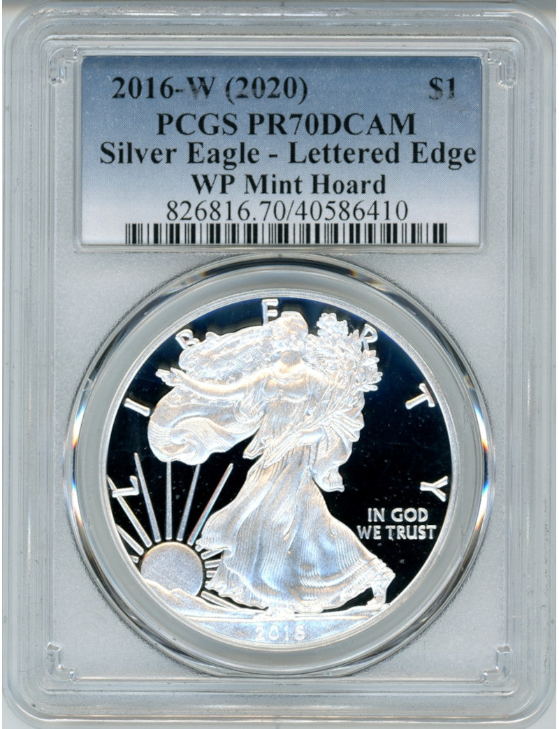 2016-W $1 (2020) Silver Eagle Lettered Edge 30th Anniversary WP Mint Hoard PCGS PR70DCAM