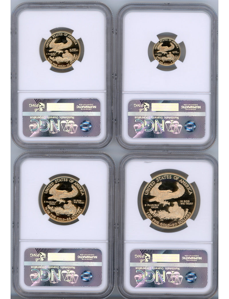 2016-W Gold Eagle Proof 4-Coin Set NGC PF70 Edmund Moy Signed
