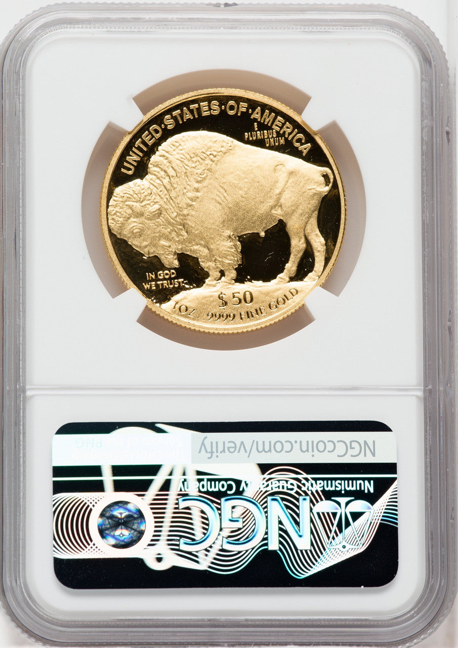 2016-W $50 Gold Buffalo .9999 First Day NGC PF70 UCAM Ron Harrigal Signed