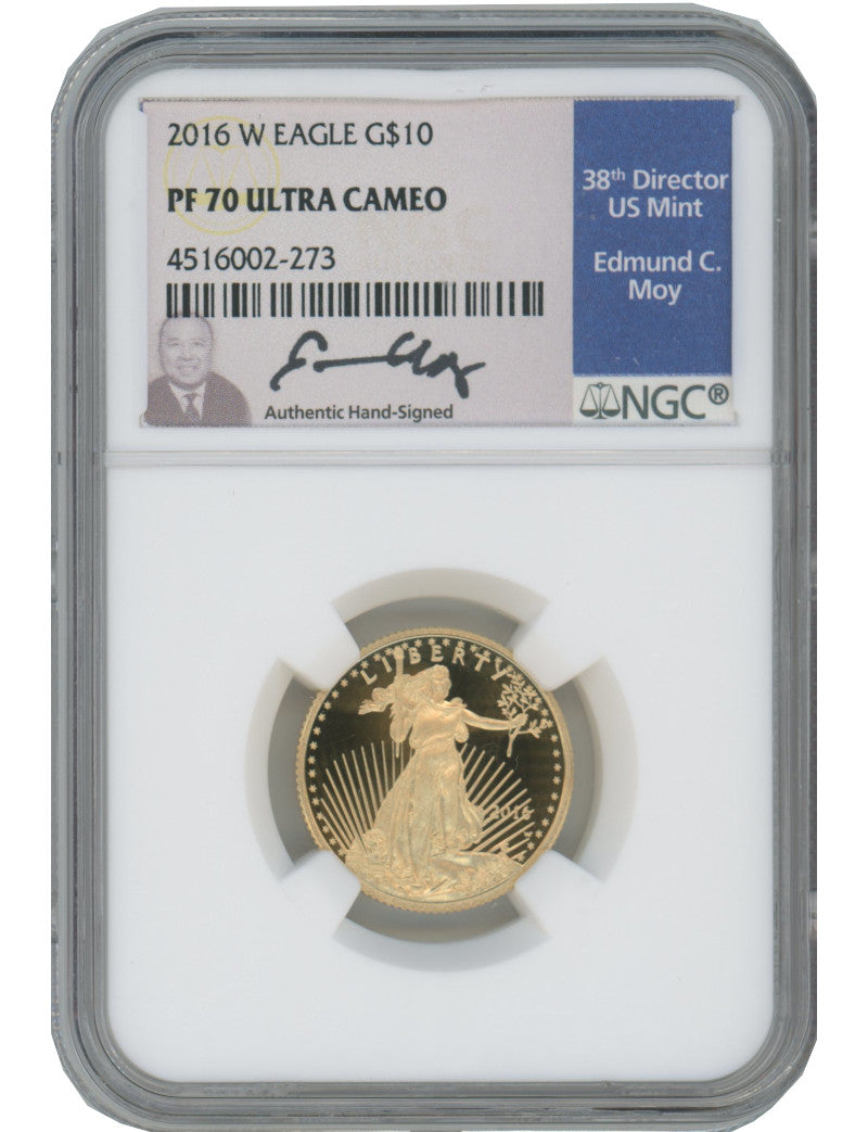 2016-W $10 Quarter Ounce Gold Eagle NGC PF70 Ultra Cameo Ed Moy Signed