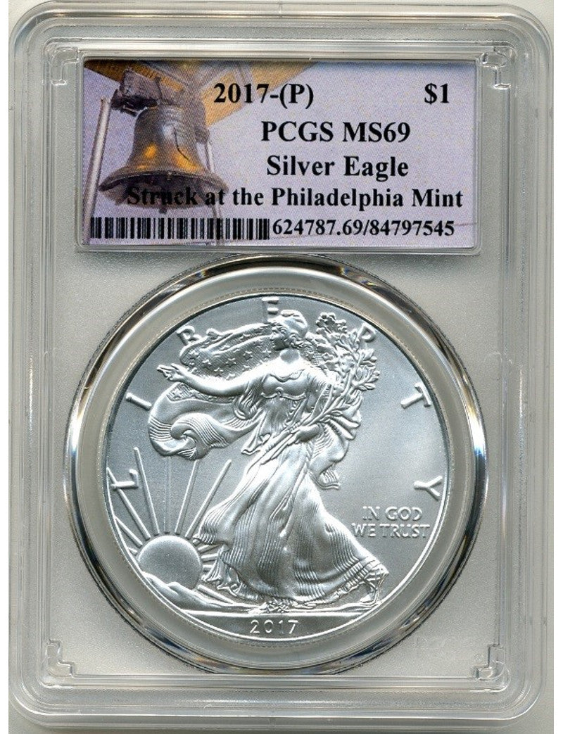 2017-P Silver Eagle Struck At Philadelphia Mint PCGS MS69