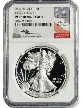 2017-W Silver Eagle NGC PF70 UCAM John Mercanti Signed