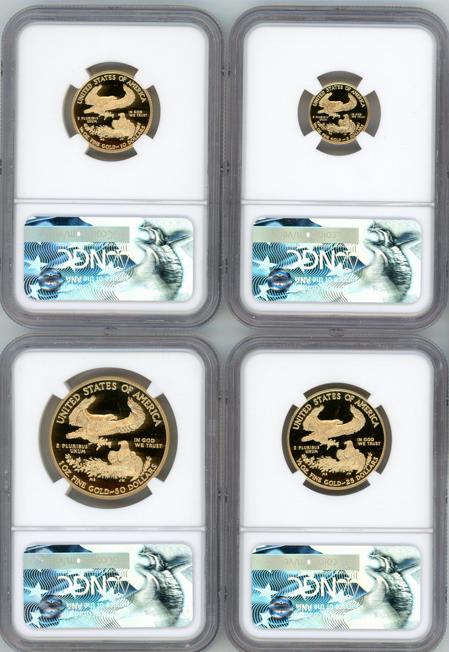 2017-W American Gold Eagle Proof 4-Coin Year Set NGC PF70 Ed Moy Signed