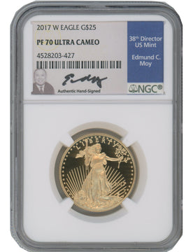 2017-W $25 Half Ounce Gold Eagle NGC PF70 Ultra Cameo Ed Moy Signed