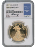 2017-W $50 One Ounce Gold Eagle NGC PF70 Ultra Cameo Ed Moy Signed