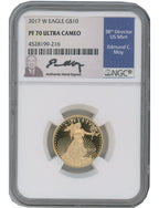 2017-W $10 Quarter Ounce Gold Eagle NGC PF70 Ultra Cameo Ed Moy Signed