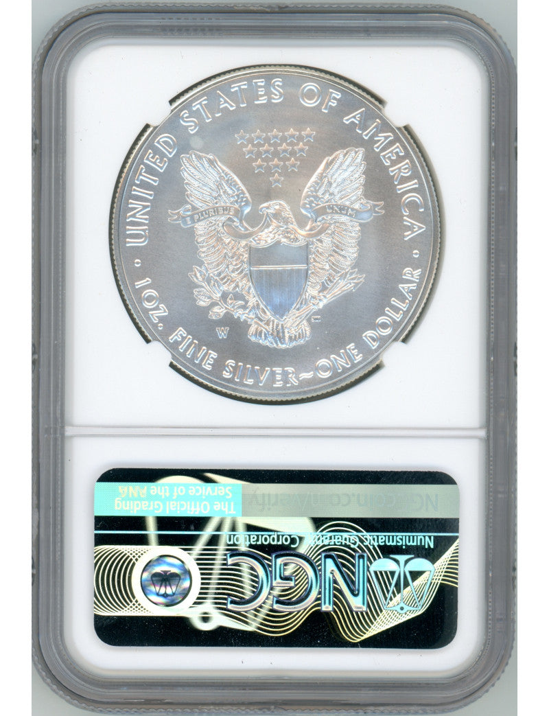 2018-W Burnished Silver Eagle NGC MS70 Ed Moy Signed