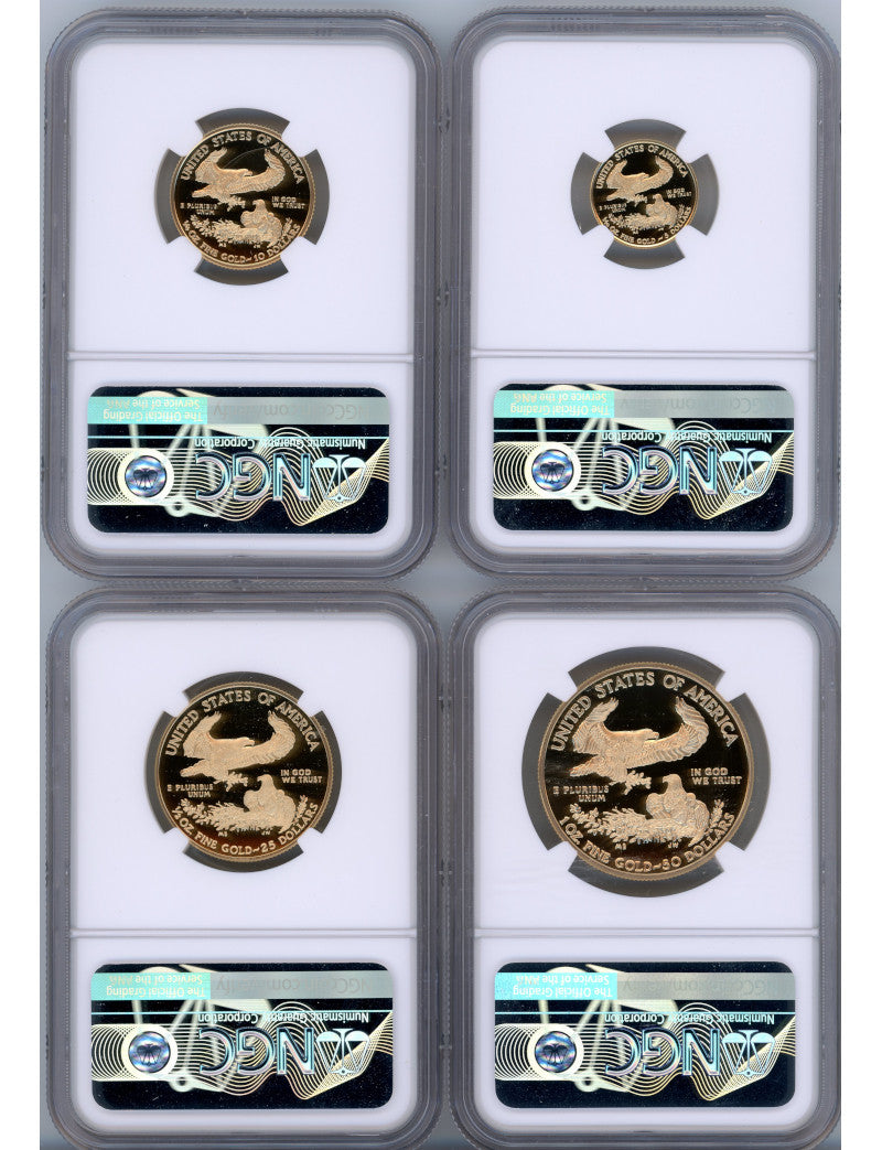 2019-W Gold Eagle Proof 4-Coin Year Set NGC PF70 Ed Moy Signed