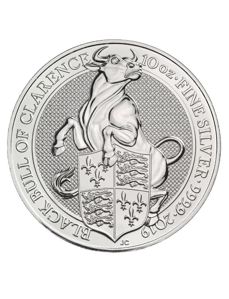 2019 10 oz British Silver Queens Beast Black Bull Coin