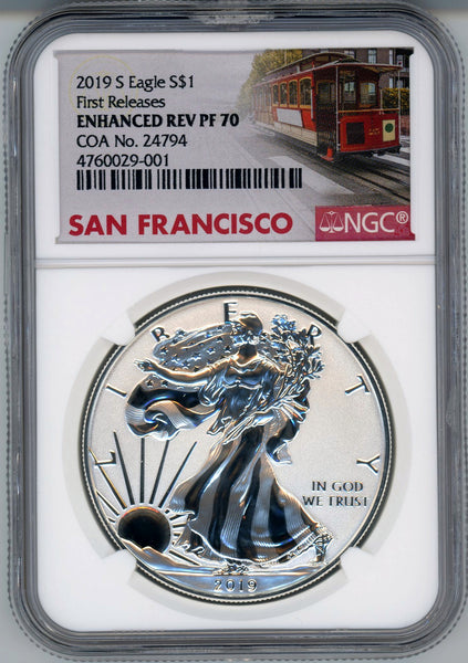 2019-S Enhanced Reverse Proof Silver Eagle First Releases NGC PF70