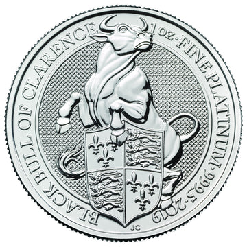 2019 1 oz British Platinum Queens Beast Black Bull Coin
