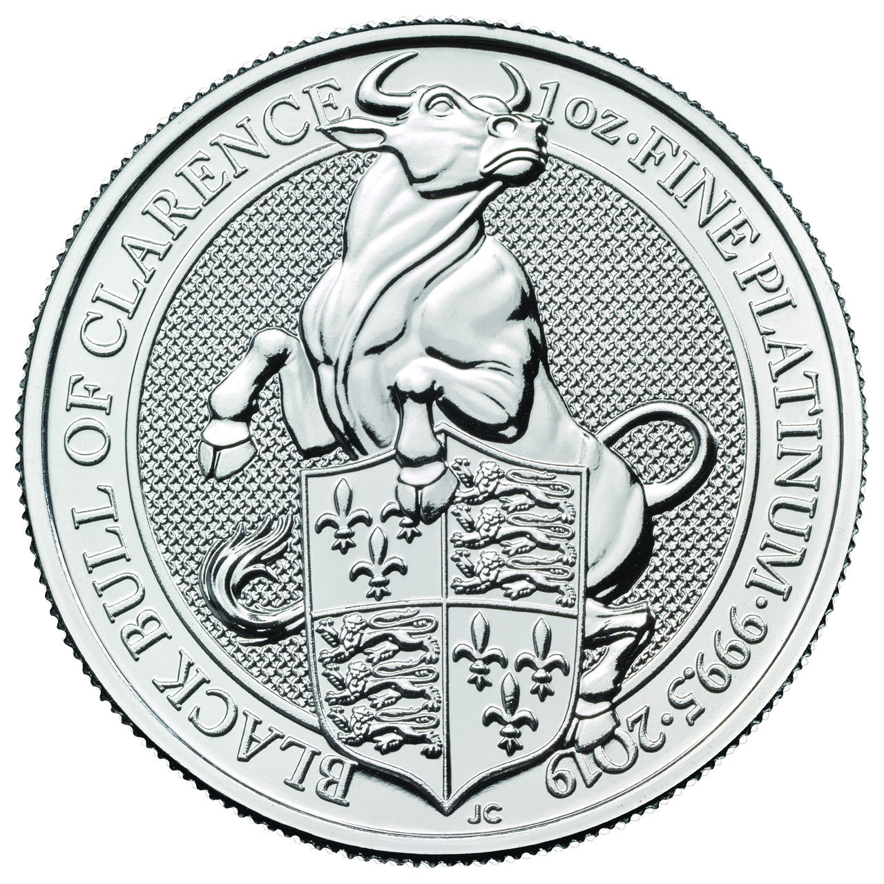 2019 1 oz British Platinum Queens Beast Black Bull Coin