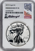 2019-S Enhanced Reverse Proof Silver Eagle NGC PF70 Harrigal Signed