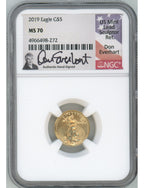 2019 $5 Tenth Ounce Gold Eagle NGC MS70 Don Everhart Signed