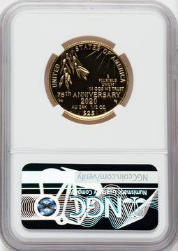 2020-W End of World War II 75th Anniversary Gold Medal PF70 UCAM Ron Harrigal