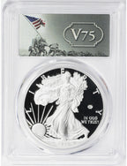 2020-W American Silver Eagle v75 WWII PCGS First Day of Issue PR70DCAM
