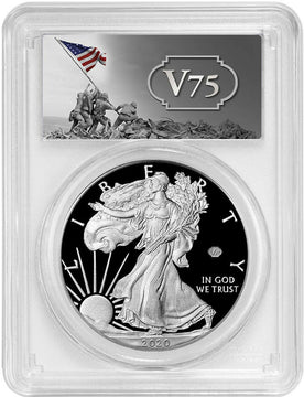 2020-W $1 American Silver Eagle v75 Privy WWII PCGS FS PR69DCAM