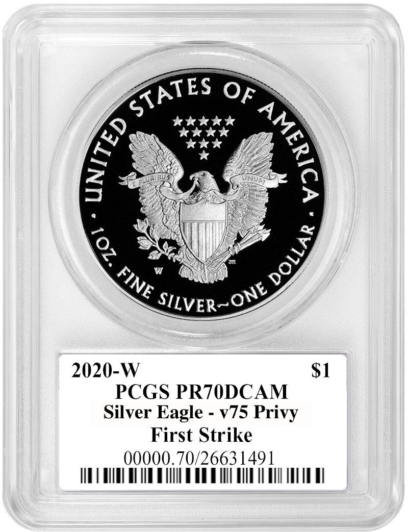 2020-W $1 American Silver Eagle v75 Privy WWII PCGS FS PR70DCAM