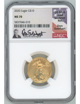 2020 $25 Half Ounce Gold Eagle NGC MS70 Don Everhart Signed