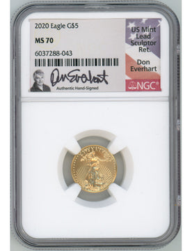 2020 $5 Tenth Ounce Gold Eagle NGC MS70 Don Everhart Signed