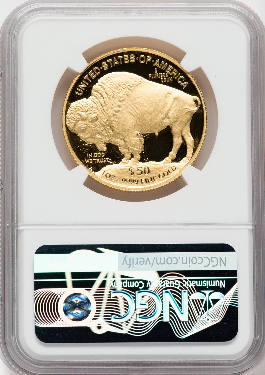 2021-W $50 Gold Buffalo .9999 NGC PF70 UCAM Ron Harrigal Signed