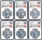 2021 Morgan Peace Dollar 6-pc Complete Set FDOI NGC MS70 Anna Cabral