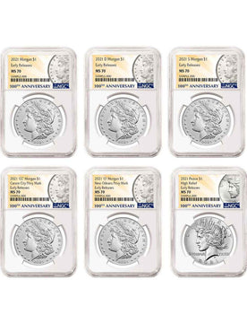 2021 Morgan Peace Dollar Early Releases NGC MS70 6-pc Complete Set 100th Anniversary