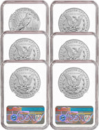 2021 Morgan Peace Dollar First Day of Issue NGC MS70 6-pc Complete Set 100th Anniversary