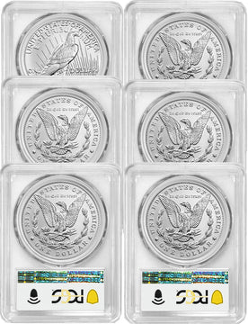 2021 Morgan Peace Dollar First Day of Issue PCGS MS70 6-pc Complete Set 100th Anniversary